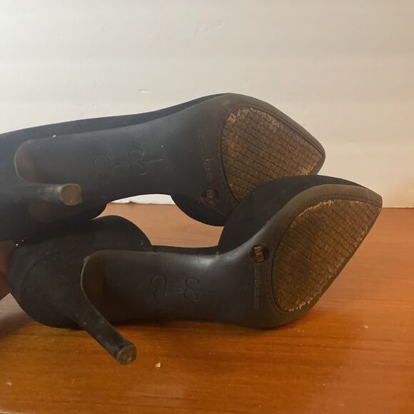 Jessica Simpson Livvy Pointed Pump Heels Size 8 1/2 Faux Suede Vegan Black - Picture 9 of 9